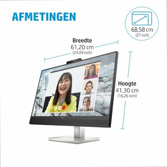 HP E-Series E27m G4 68,6 cm (27&quot;) 2560 x 1440 Pixels Quad HD Zwart