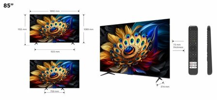 TCL C69 Series 85C69B tv 2,16 m (85&quot;) 4K Ultra HD Smart TV Wifi Titanium 450 cd/m&sup2;