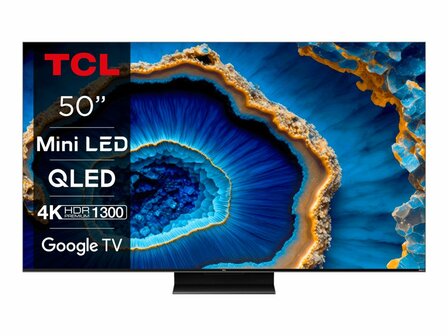 TCL C80 50C805 tv 127 cm (50&quot;) 4K Ultra HD Smart TV Wifi Zwart 1300 cd/m&sup2;