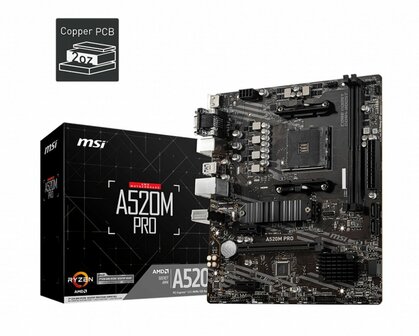 MSI A520M PRO | Socket AM4 | AMD A520 | 2xDDR4 | Micro-ATX | Moederbord | RENEWED