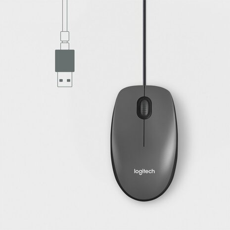 Logitech M100 Bedrade Muis - Grijs