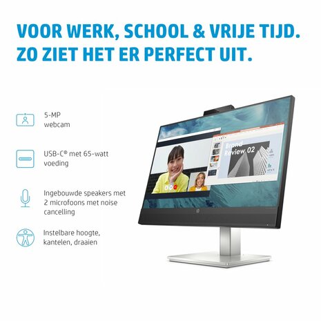 HP E24m G4 60,5 cm (23.8") 1920 x 1080 Pixels Full HD Zwart, Zilver