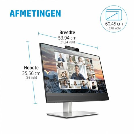 HP E24m G4 60,5 cm (23.8") 1920 x 1080 Pixels Full HD Zwart, Zilver