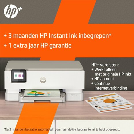 HP ENVY HP Inspire 7220e All-in-One printer, Kleur, Printer voor Home, Printen, kopiëren, scannen, Draadloos; HP+; Geschikt voor HP Instant Ink; Scan naar pdf