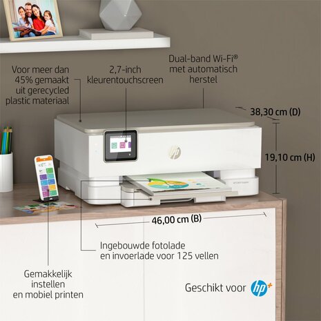 HP ENVY HP Inspire 7220e All-in-One printer, Kleur, Printer voor Home, Printen, kopiëren, scannen, Draadloos; HP+; Geschikt voor HP Instant Ink; Scan naar pdf