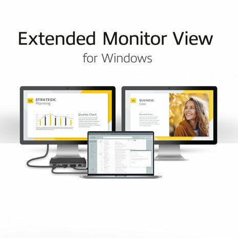 ACT USB-C 4K MST dockingstation voor 2 HDMI-monitoren, Ethernet, USB-C, 3x USB-A, PD passthrough en 1 meter lange afneembare USB-C-kabel